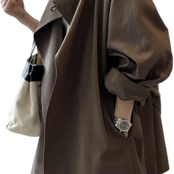 Women's Open-Front Trench Coat (New for Autumn 2026) – Stylish Stand Collar Windproof Coat (Belted)