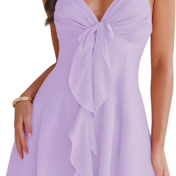 Women's Sleeveless Sexy Deep V-Neck Summer Dress — Casual and Flowy Style; Suitable for the Beach, Nightclubs, and Parties; Thin-Strap Mini Dress