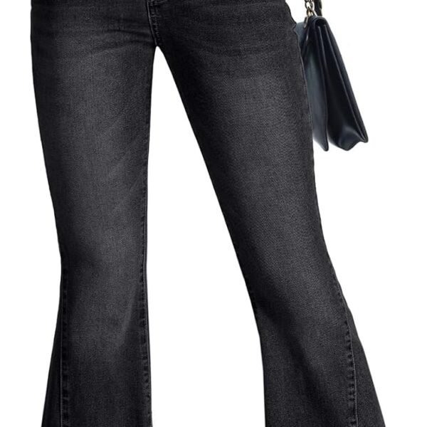 Flare Jeans for Women High Waisted Stretchy Bell Bottoms Wide Leg Side Seam Denim Pants