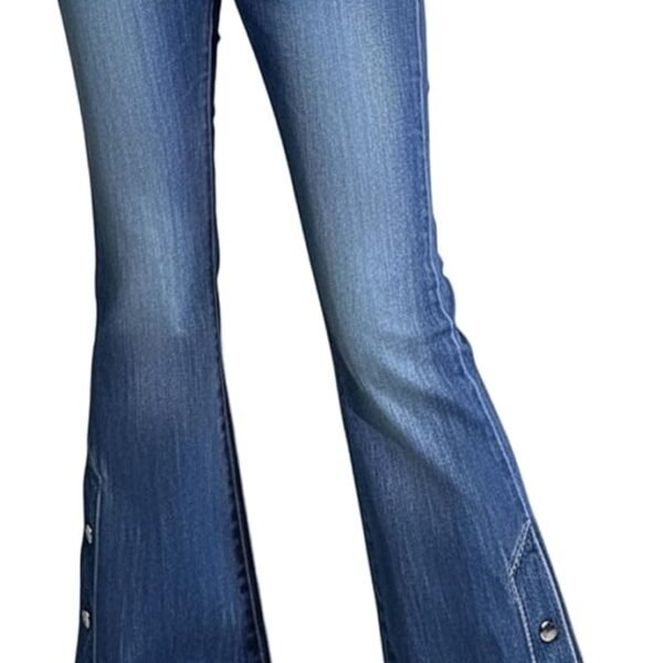 Bell Bottom Jeans for Women Flare Mid Rise Stretch Boyfriend Button Bootcut Denim Pants 2026 Trendy