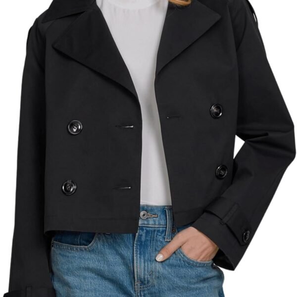 Women's Short Trench Coat – Lapel Collar Spring Jacket, Lightweight Commuter Outerwear