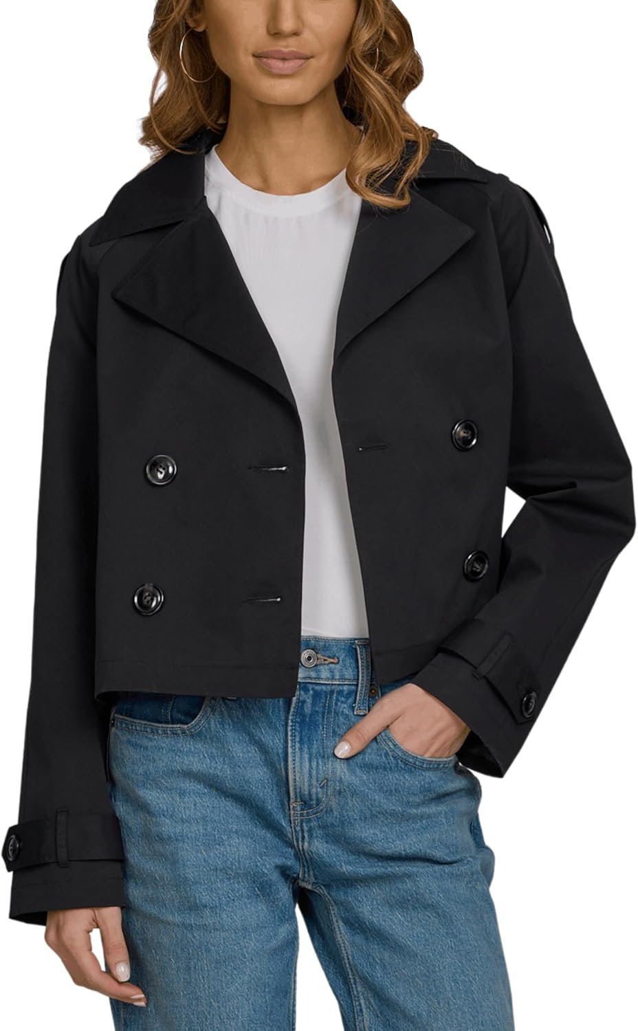 Women's Short Trench Coat – Lapel Collar Spring Jacket, Lightweight Commuter Outerwear