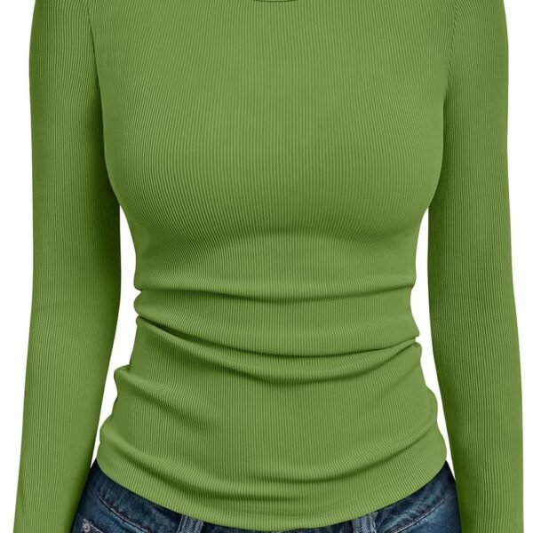 Long Sleeve Shirts Blouses Fall Fashion Ribbed Basic Tops Winter Clothes